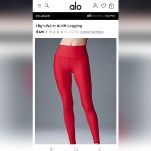 SIZE: Large ALO Yoga Bold Red High-Waist Leggings
